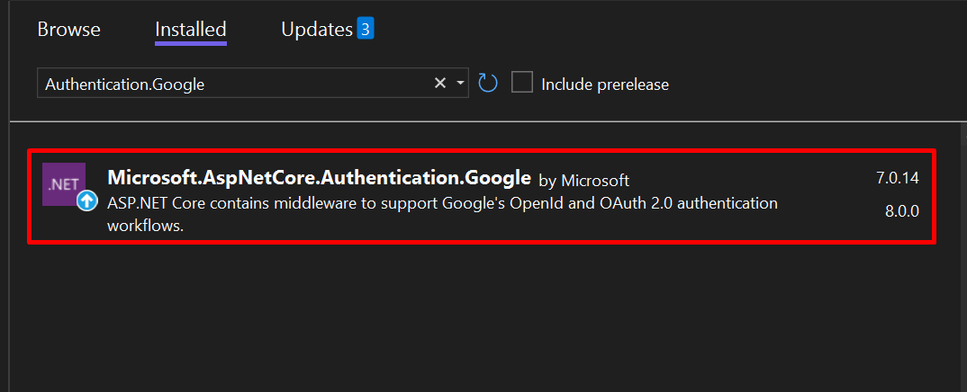 google authentication nuget package